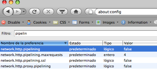 Pipelining en Firefox