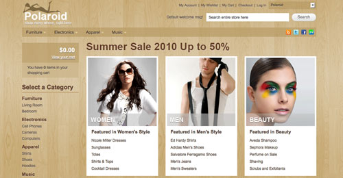 Polaroid magento tema