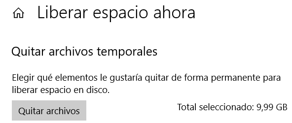 Liberar espacio en Windows 10