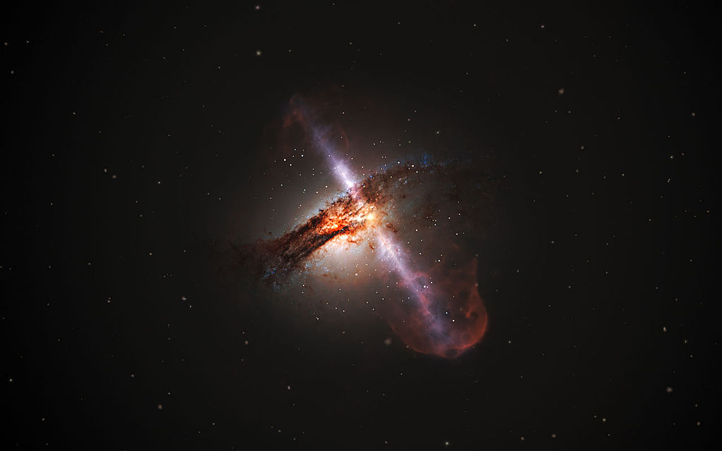 Galaxia del universo en la que se ven los relativistic jets