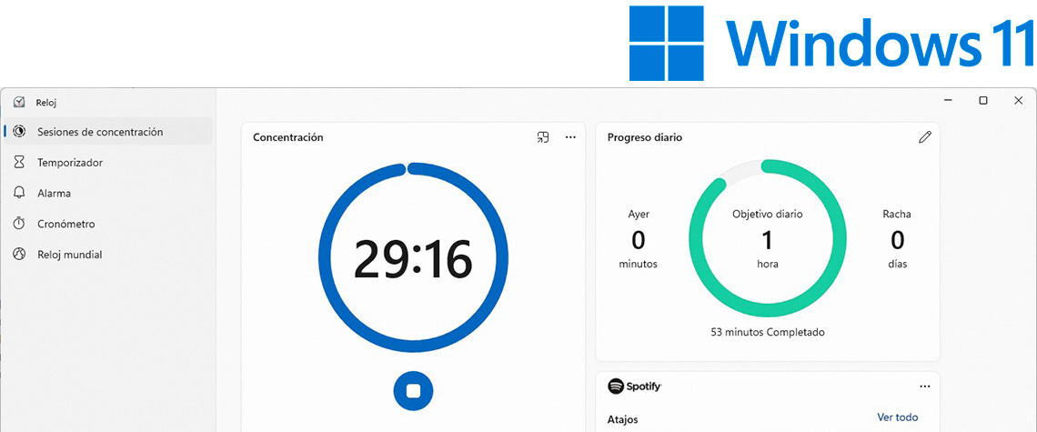 asistente de concentración de windows 11
