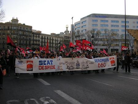 Manifestacion por despidos en Seat. Barcelona, Marzo 2006