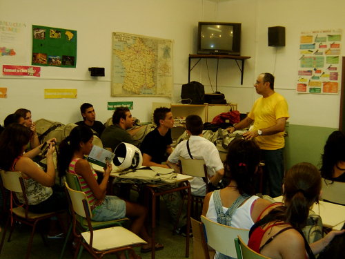 Diego Gutiérrez, dando una charla a jóvenes de un instituto