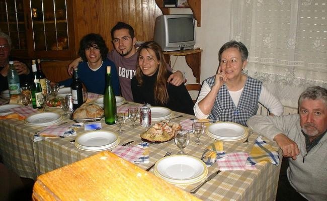 Comida familiar de Navidad