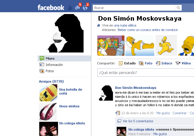 Perfil ficticio en Facebook