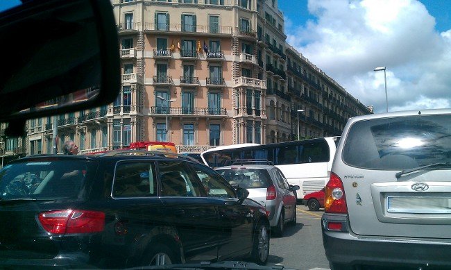 Congestión en el centor de Barcelona