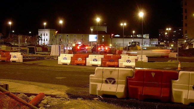 Obras en una rotonda