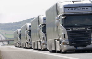 Platooning with Scania R 620 4x2 Topline. Trier, Germany Photo: Photo montage 2011 CONFIDENTIAL OR EDITORIAL