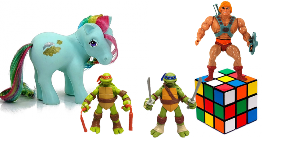 Muñecos coleccionables de My Little Pony, las Tortugas Ninja y He-Man, más un cubo de Rubik