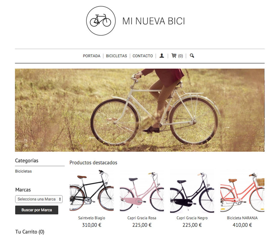 Ejemplo de tienda online creada con eTienda en 5 minutos