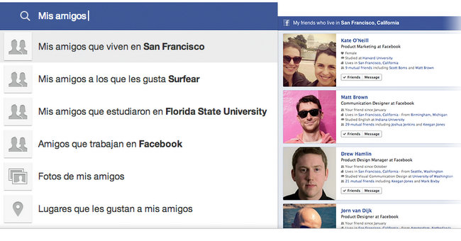 Facebook Graph Search ejemplo
