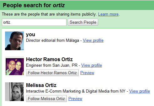 People en el Google Reader