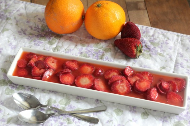 Fresas con zumo naranja