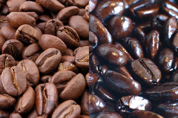 cafe natural y torrefacto granos