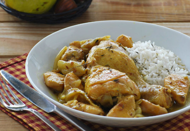 membrillo con pollo